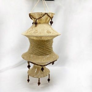 Vintage 70’s Boho Macrame Hanging Decor Quandong Seed and Wood Beads
